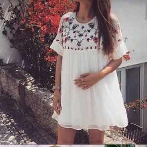 Zara Trafaluc Collection embroidered Swiss dot Boho romper XS